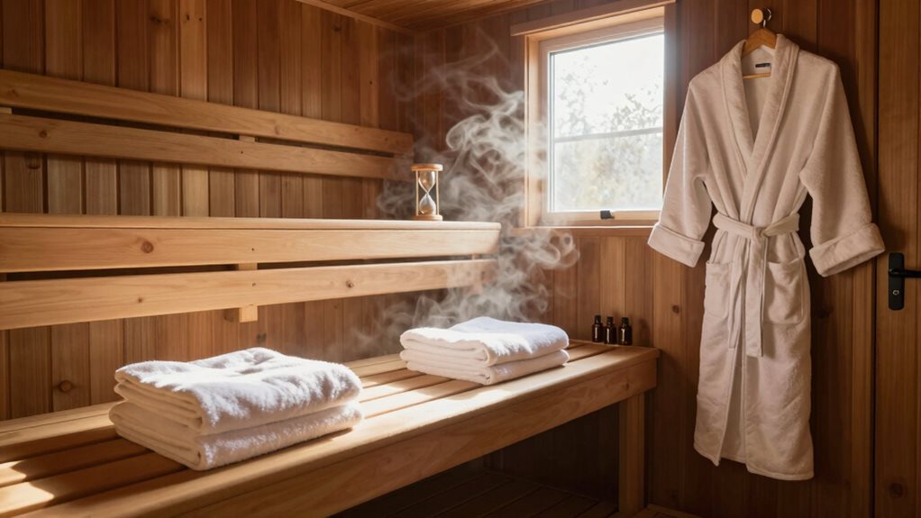 clothes removal in sauna