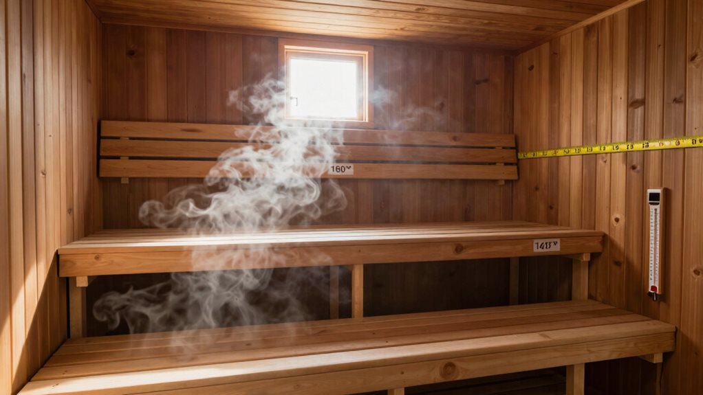 optimal sauna bench spacing