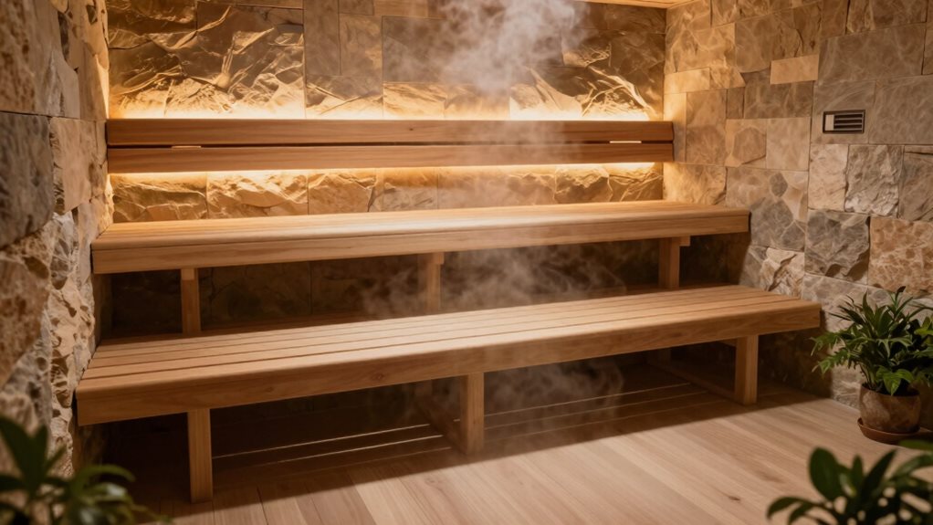 two tier sauna bench system